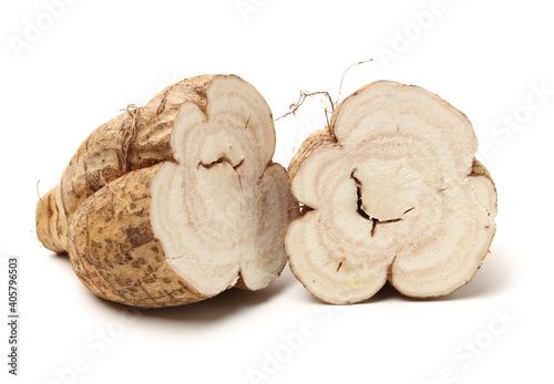 Fotografie Root of kudzu vine,puerarin Isolated on a white background