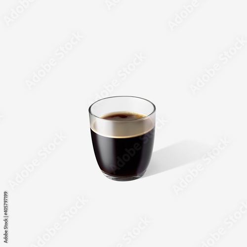 americano coffee in glass on white background
