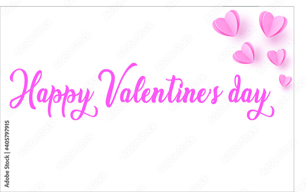 Happy Valentines Day banner. Valentines Day greeting card template with typography text happy valentine`s day and red heart and line on background. Vector illustration
