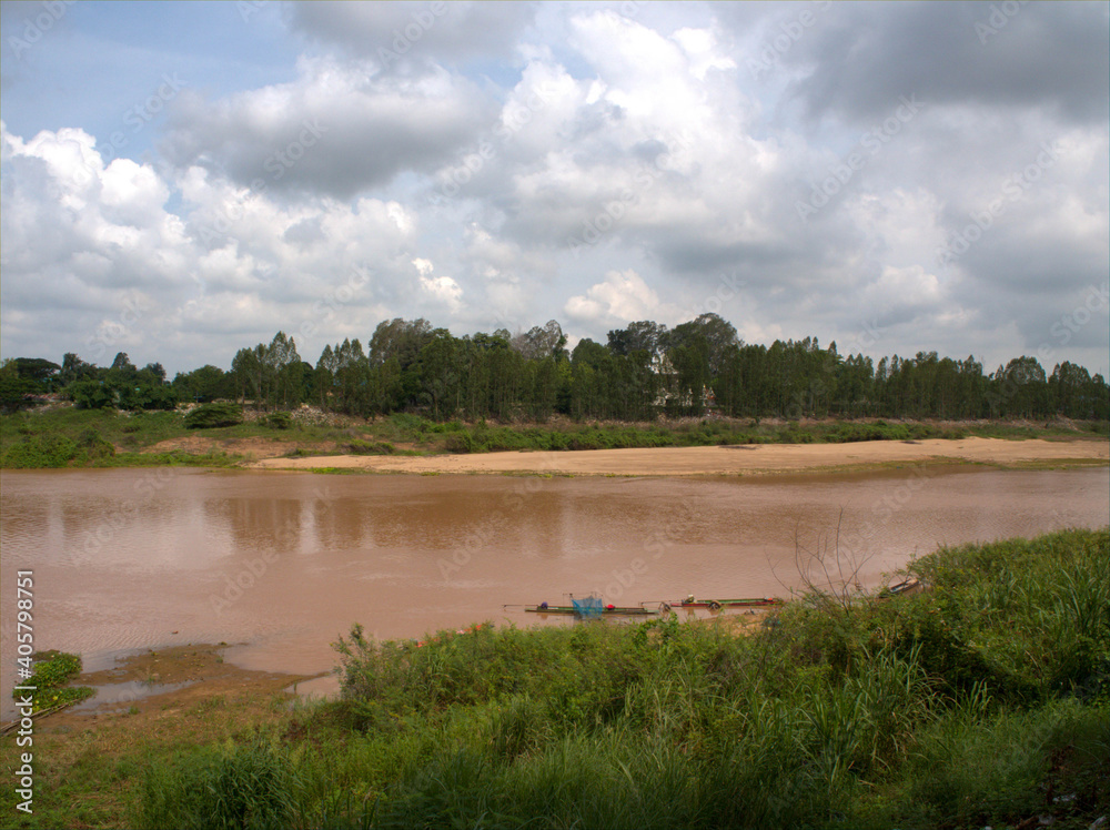 The sun rises view with the.Chao Phraya River at Thailand