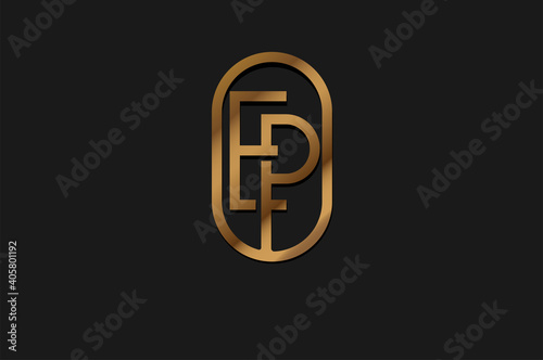 Abstract Initial E and P Logo, Gold Line Monogram style, usable for brand, card and company, logo design template element,vector illustration