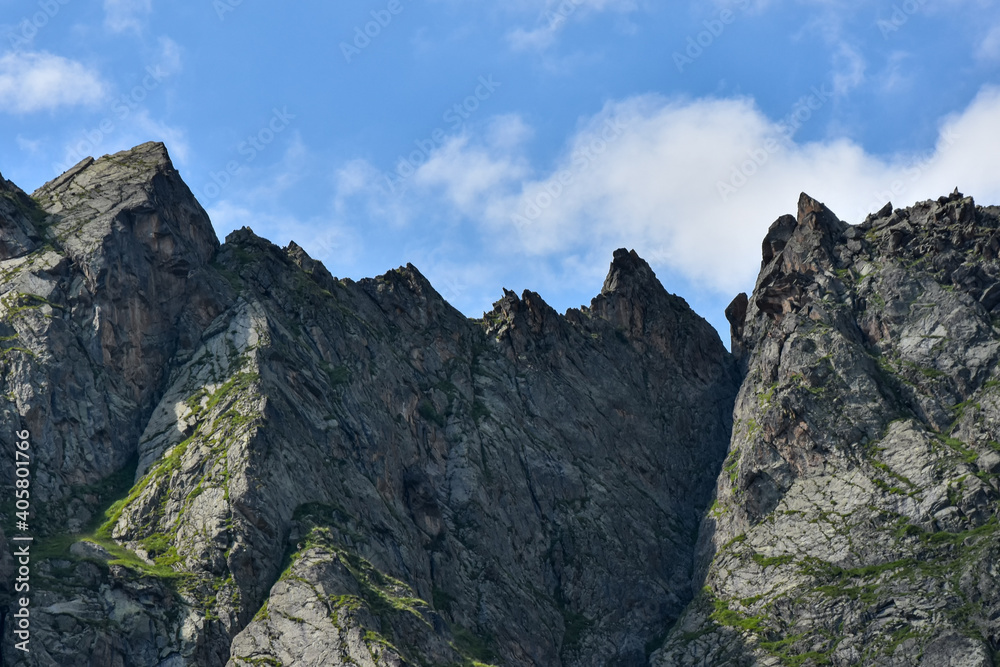Tseyskoe gorge on a sunny summer day, Russia, North Ossetia. Tseyskoe gorge on a sunny summer day, Russia, North Ossetia.