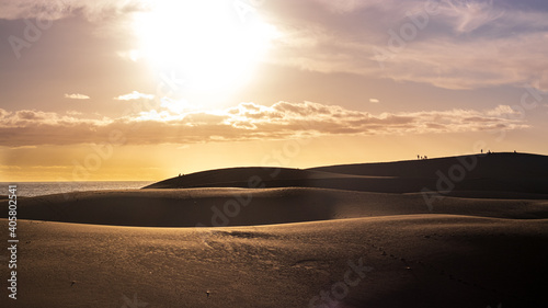 Sunset in the dunes of Maspalomas in Grand Canaria