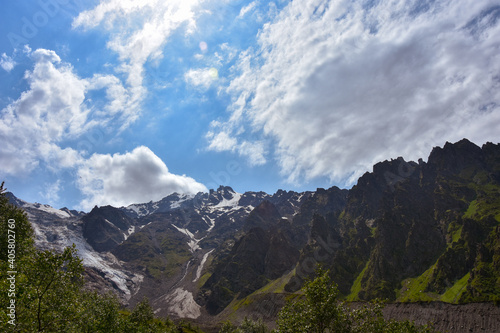 Tseyskoe gorge on a sunny summer day  Russia  North Ossetia