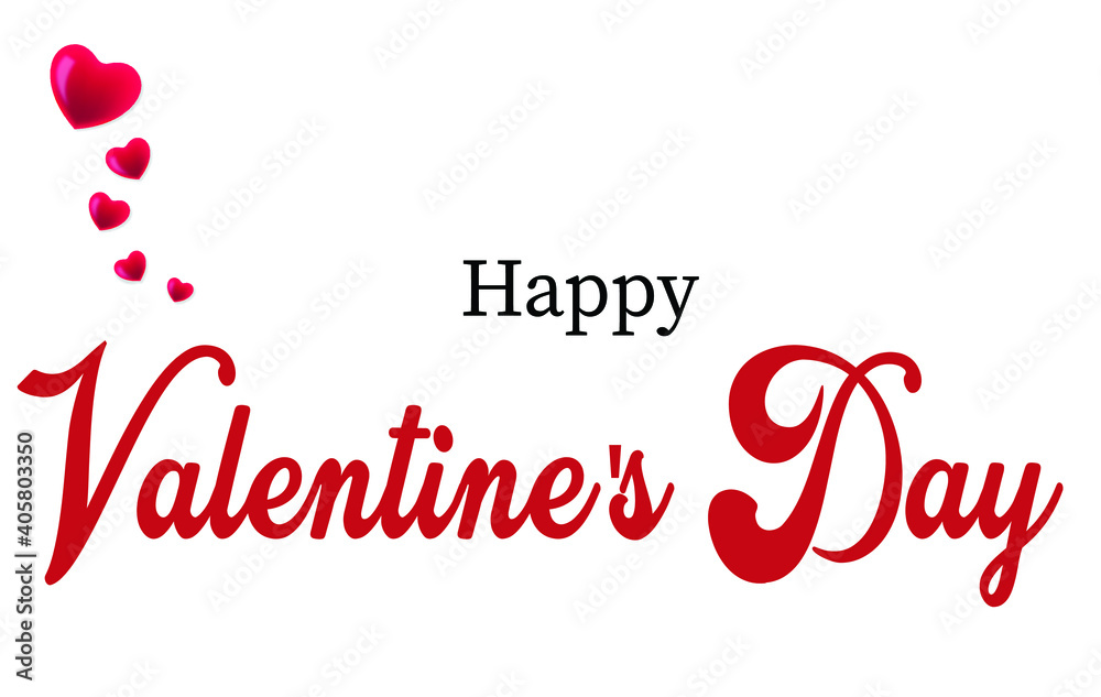 Happy Valentines Day banner. Valentines Day greeting card template with typography text happy valentine`s day and red heart and line on background. Vector illustration
