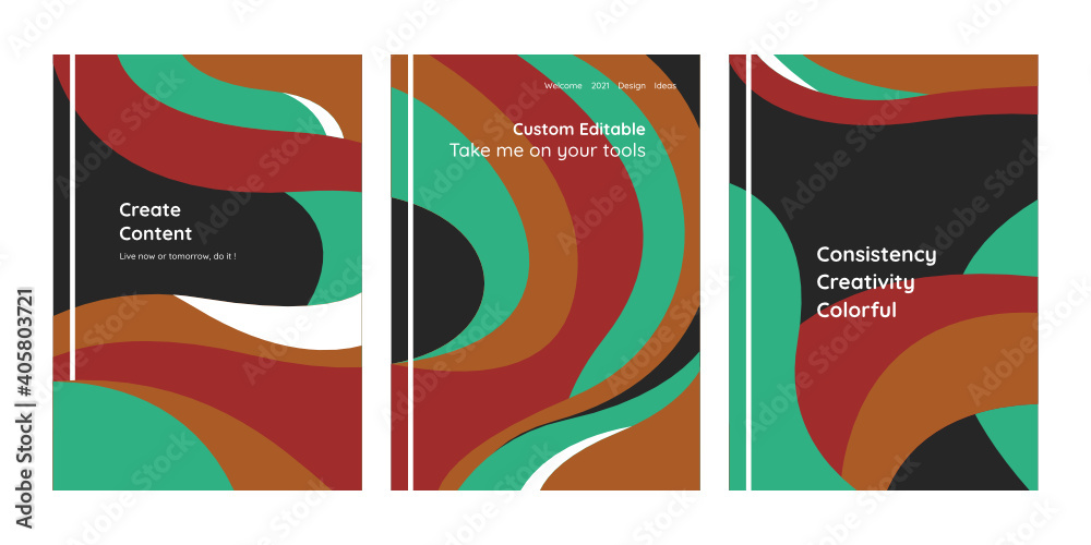 Retro template collection with modern abstract composition, illustration in natural colors, perfect for invitations, posters, cover, flyer templates, backgrounds and much more, fully editable vector.