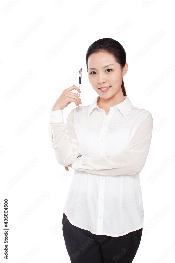 Portrait of young Business woman holding folder Portrait of young Business woman holding folder
