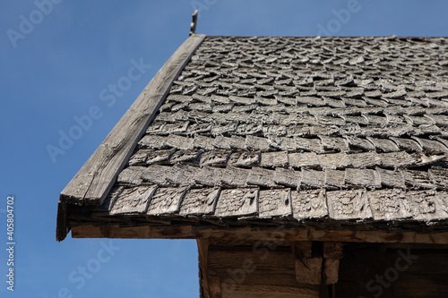 A shingle roof in Lithuania, Zalgiris village photo