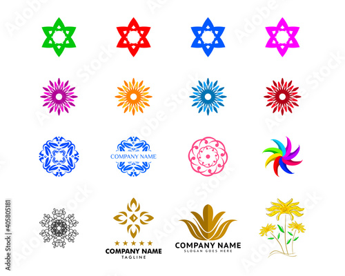 Set of Abstract flower logo icon vector design