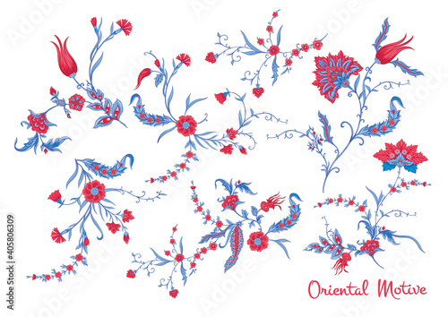 Vector arabesque element for design. Luxurious ornament in oriental style. Traditional floral ornament. Ornate decor for invitation, greeting card, wallpaper, background, web page.