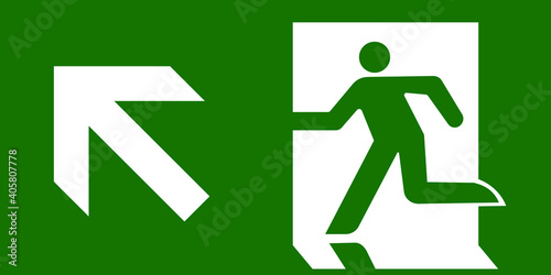 Emergency exit sign symbol vector green white