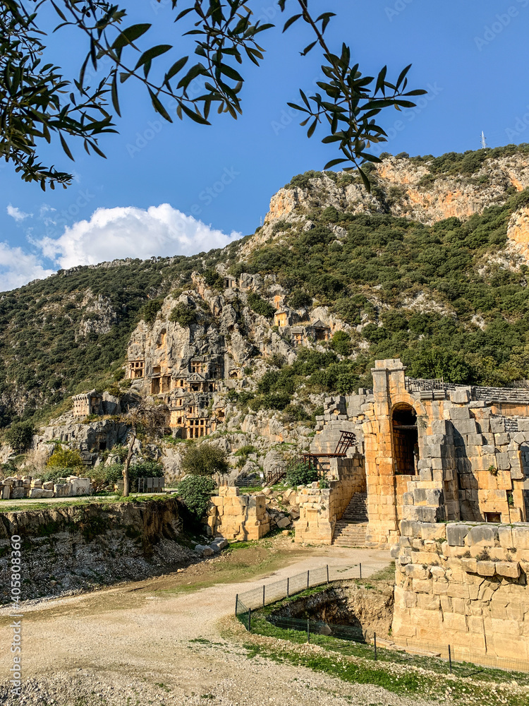 Antique town, ruins, caves, Mira