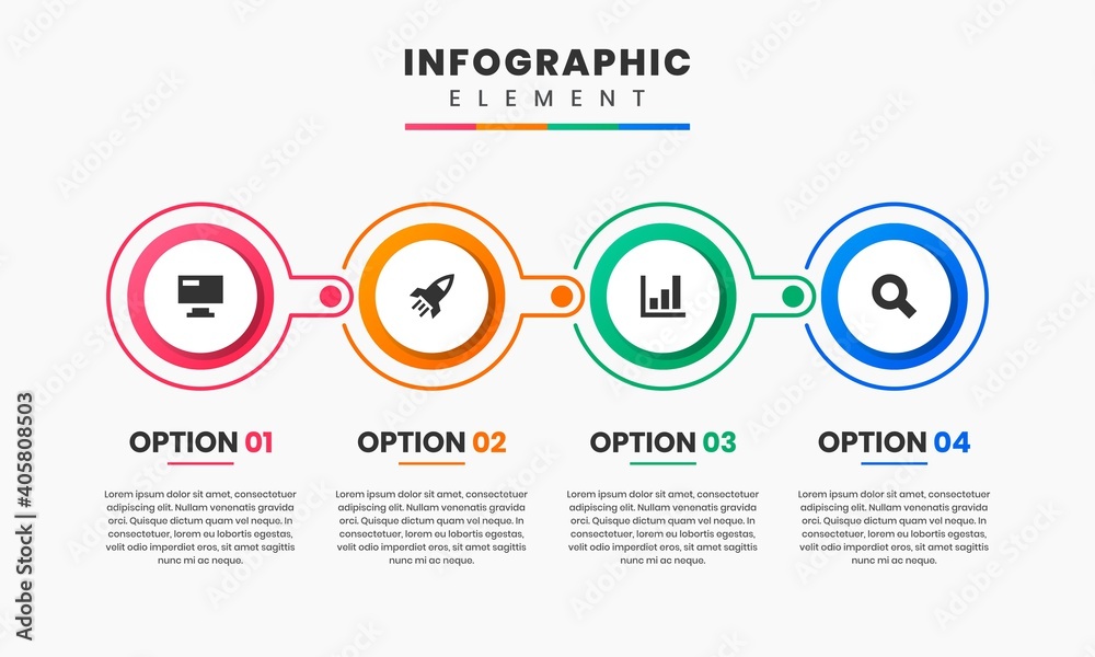 Vector Graphic of Infographic Element Design Templates with Icons and 4 Options or Steps. Suitable for Process Diagram, Presentations, Workflow Layout, Banner, Flow Chart, Infographic. Vector Graphic of Infographic Element Design Templates with Icons and 4 Options or Steps. Suitable for Process Diagram, Presentations, Workflow Layout, Banner, Flow Chart, Infographic.