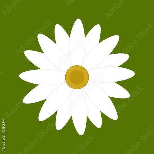 Fototapeta Naklejka Na Ścianę i Meble -  Vector illustration chamomile with petals on a green background as a design element for textile, wallpaper, print, poster, postcards