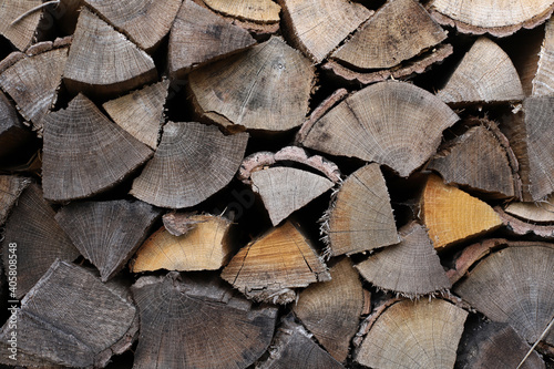 View of a stack of dry firewood