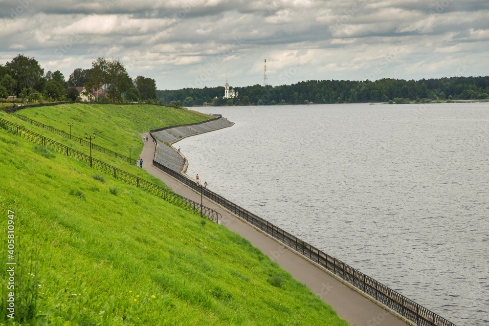 Embankment of Volga river in Myshkin. Russia