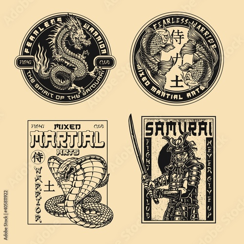 Japanese martial arts fight club labels