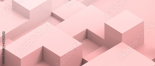 Abstract Background Minimal Success and Modern Geometry square box with podium Business Concept on Red - 3d rendering