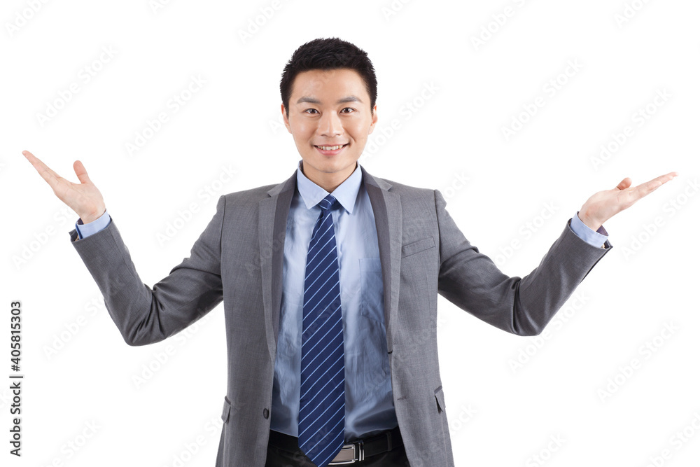 Portrait of young businessman standing in white background Portrait of young businessman standing in white background