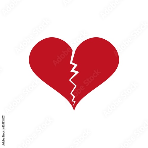 Heartbreak icon. Red broken heart or divorce template for mobile and web apps.