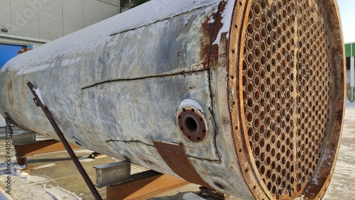 Heat exchanger. Old industrial steam recovery boiler

