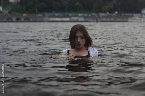 Women in sport outfin after swimming