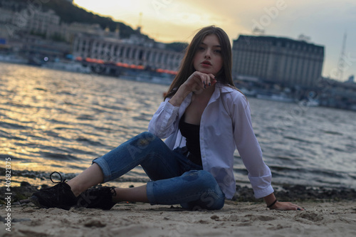 Women in sport outfin after swimming