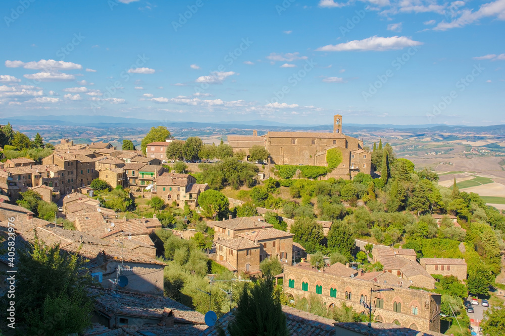 Residential buildings in the historic medieval village of Montalcino in Siena  province, Tuscany, Italy
