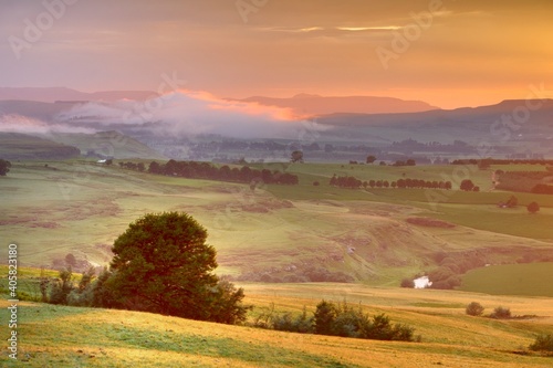 DAWN GLOW OVER SUMMER FIELDS  Underberg  Southern Drakensberg  South Africa  