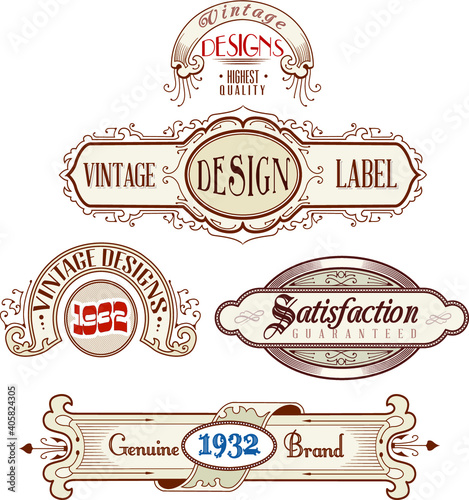 set of vector vintage label, satisfaction elements for professonal design in online photo
