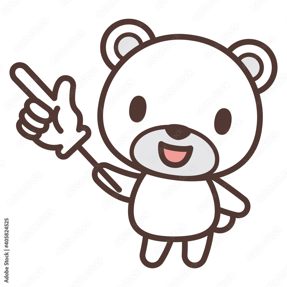 Cute polar bear character holding a pointer 指示棒を持つかわいい白熊のキャラクター Cute polar bear character holding a pointer 指示棒を持つかわいい白熊のキャラクター