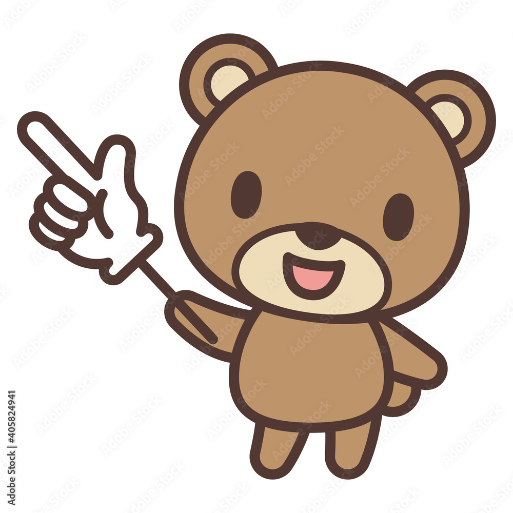 Obraz premium Cute bear character holding a pointer-指示棒を持っているかわいいクマのキャラクター