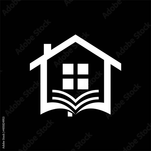 book house logo design vector image  , logo home book , logo book home 