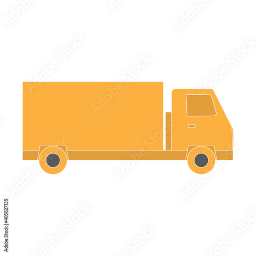 Cargo delivery. Freight truck. Hand-drawn vector illustration on white backgr...