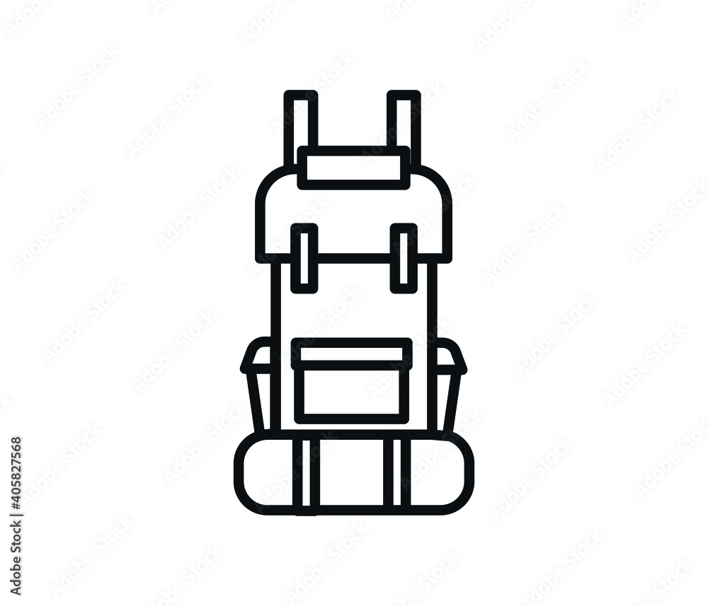 Backpack for hiking, camping bag Vector Icon. Simple Thin Line Icon, Premium Quality Design Element Backpack for hiking, camping bag Vector Icon. Simple Thin Line Icon, Premium Quality Design Element