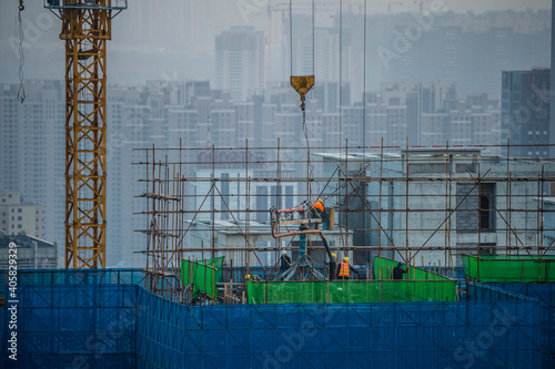 skyscraper construction site in Shenyang city, China