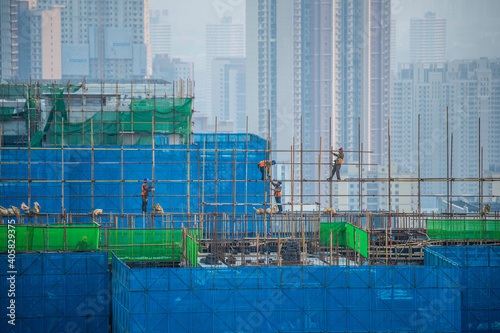 skyscraper construction site in Shenyang city, China