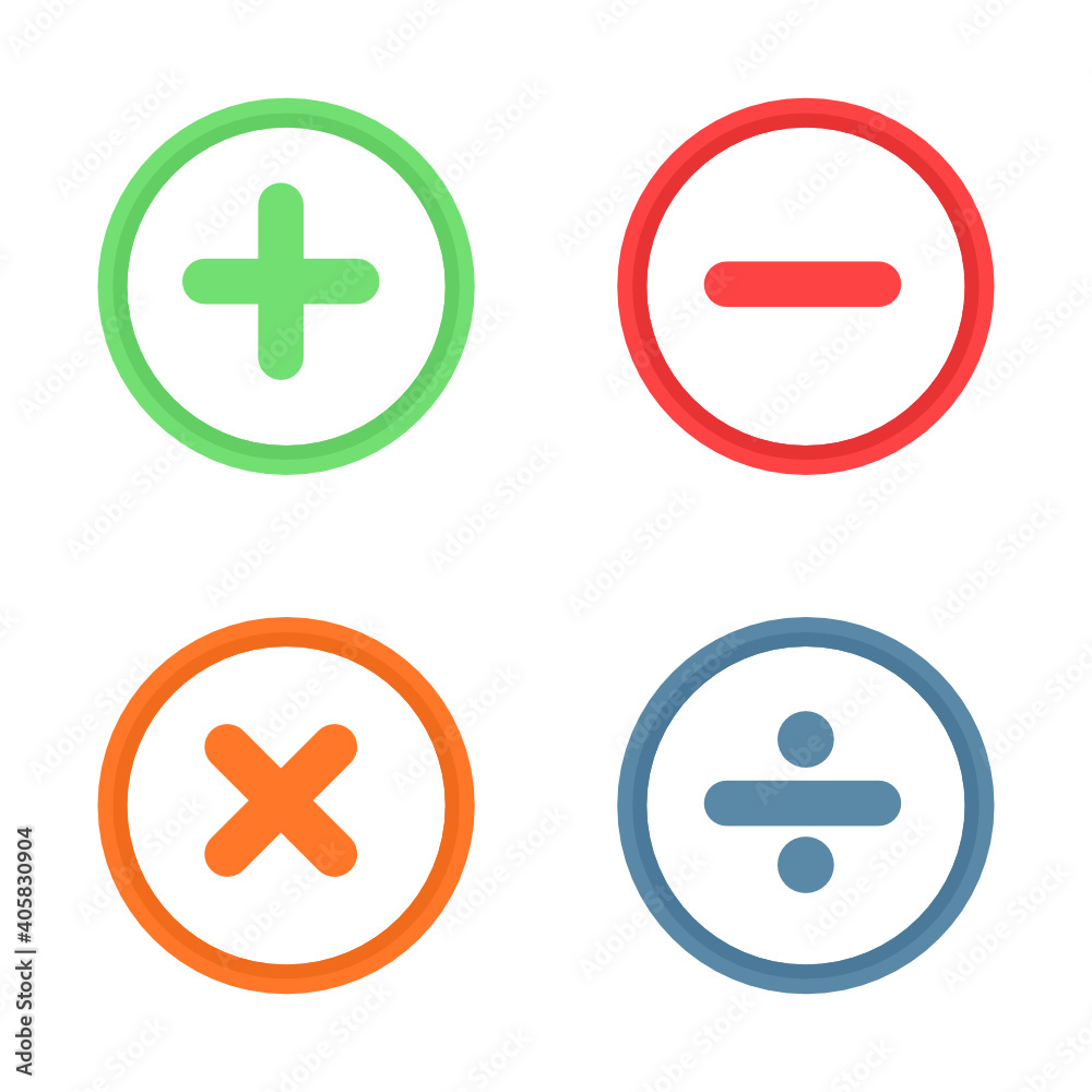 Plus minus multiply and divide sign isolate on white background. Plus minus multiply and divide sign isolate on white background.