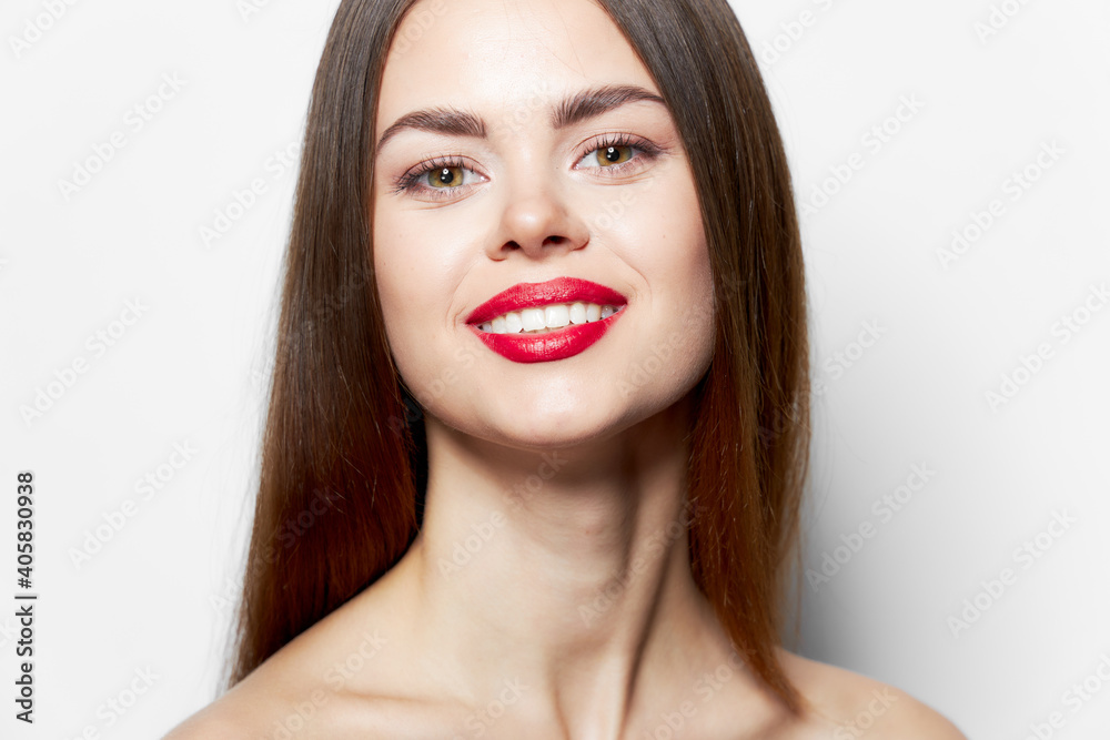 Sexy woman Happy smile naked shoulders body care Sexy woman Happy smile naked shoulders body care