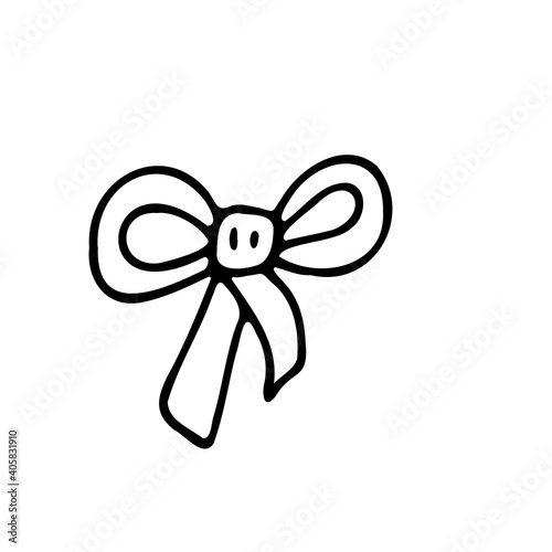 Doodle bow. Значок украшения. Vector illustration. Freehand drawing.