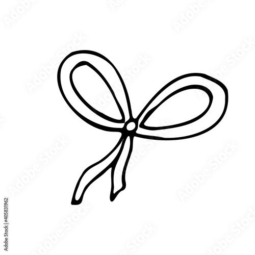 Doodle bow. Значок украшения. Vector illustration. Freehand drawing.