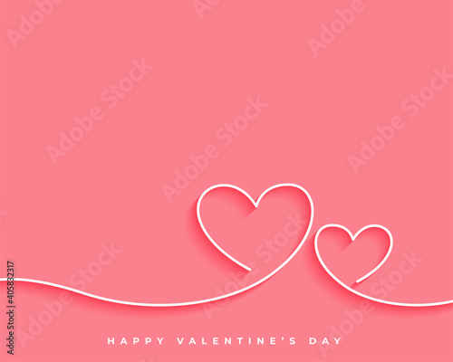 happy valentines day line heart card design