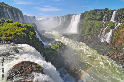 Iguaz   Falls or Igua  u Falls  waterfalls of the Iguazu River on the border of the Argentine and  Brazil