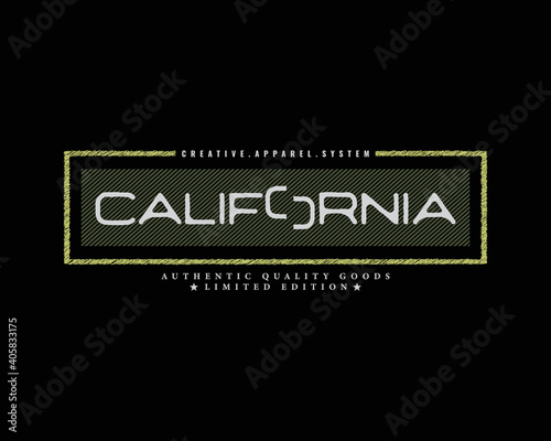 Vector illustration of text graphics, CALIFORNIA. suitable for the design of t-shirts, shirts, hoodies, etc.