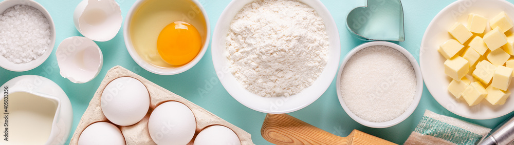 Baking or cooking background. Ingredients, kitchen items for baking. Baking or cooking background. Ingredients, kitchen items for baking.
