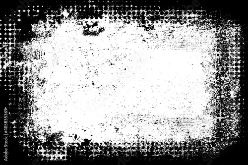 Black and white grunge background. Monochrome texture of wear, ruin, horror, dirt. The ink-stained surface is old