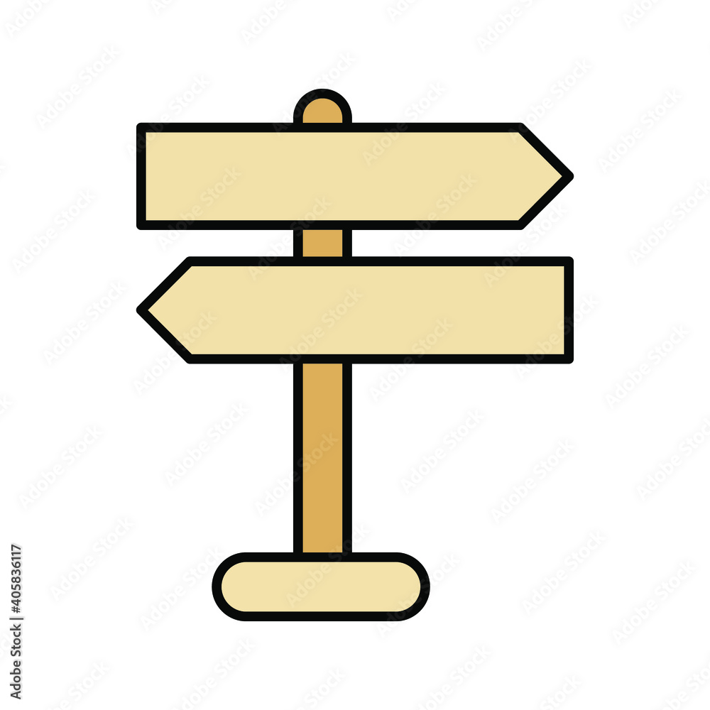 Sign post outline and filled vector icon sign symbol color editable Sign post outline and filled vector icon sign symbol color editable