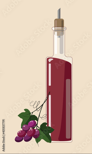 Red wine vinegar in a bottle