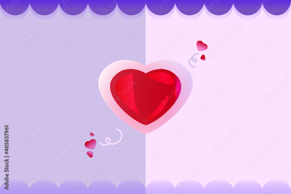 Valentine's Day cards, purple and pink art paper,Vector illustration