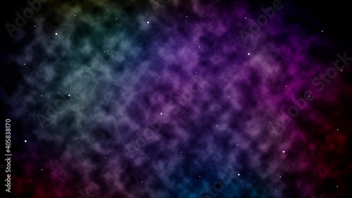 Abstract colorful nebula with stars backdrop